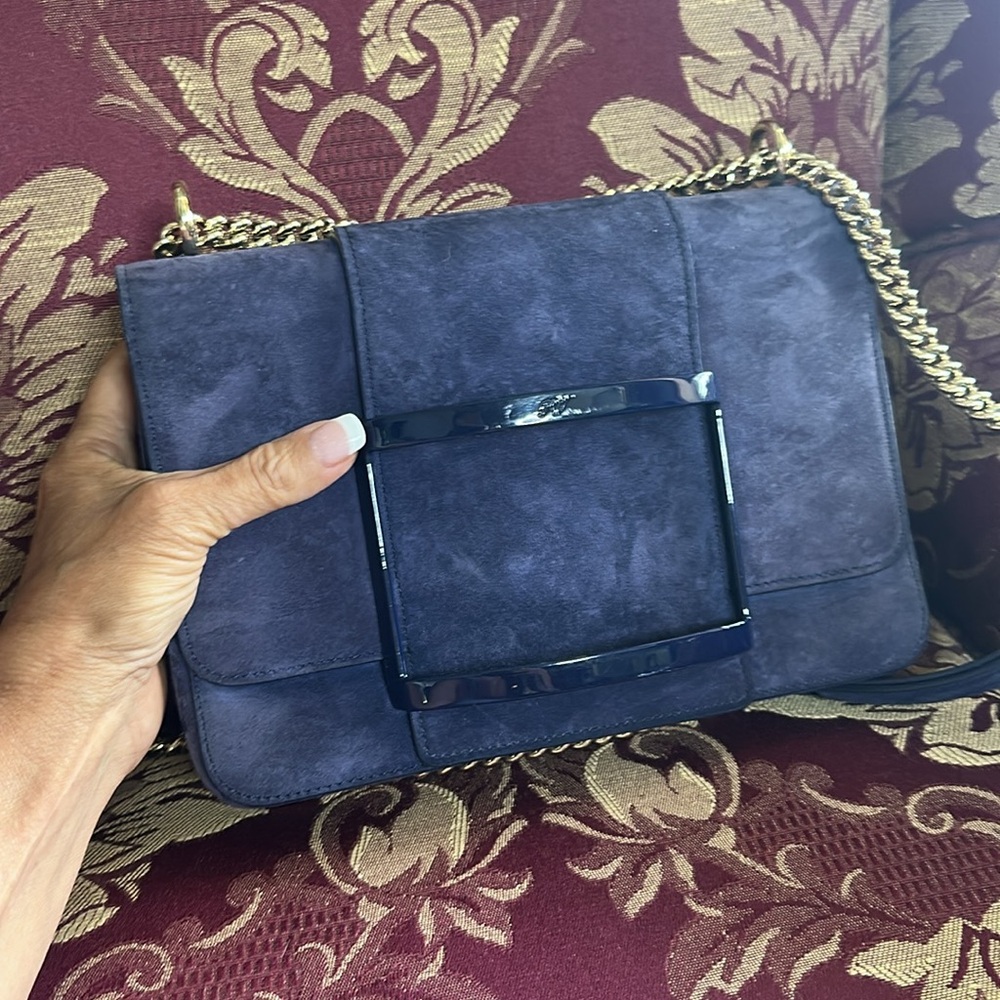 Roger Vivier Suede Viv’ Choc Shoulder Bag - Picture 2 of 9